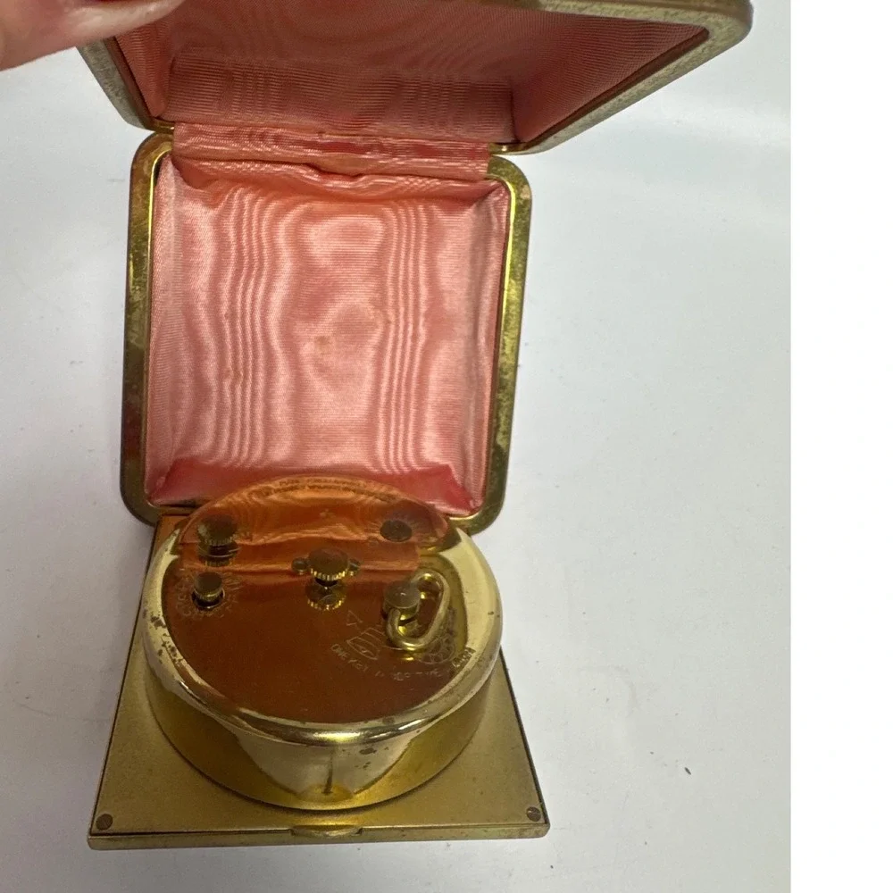 Phinney-Walker Travel Alarm Clock Red Case Germany Vintage MCM Square As is